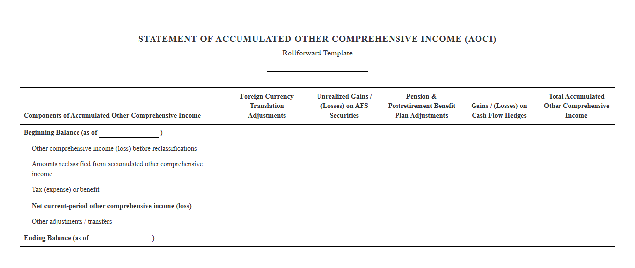 AOCI Rollforward Statement Template