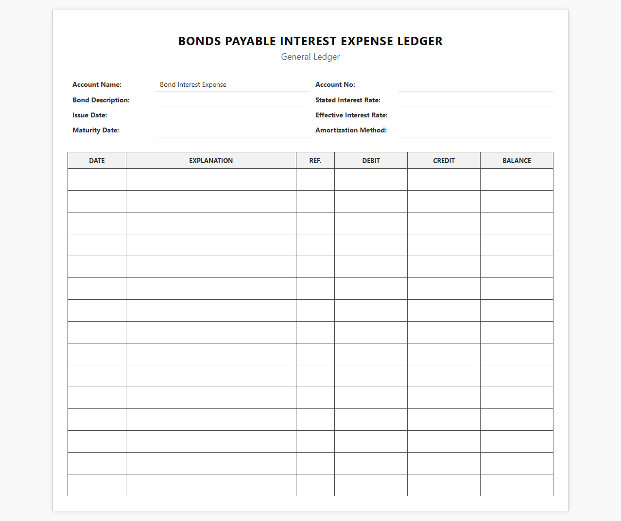 Bonds Payable Interest Expense Ledger