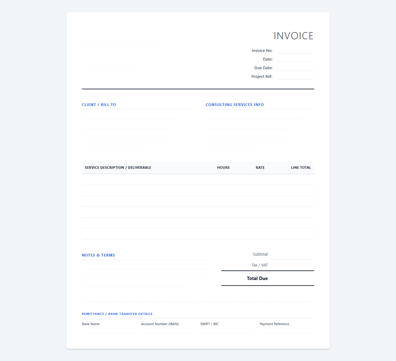 Business Transformation Consulting Invoice Template