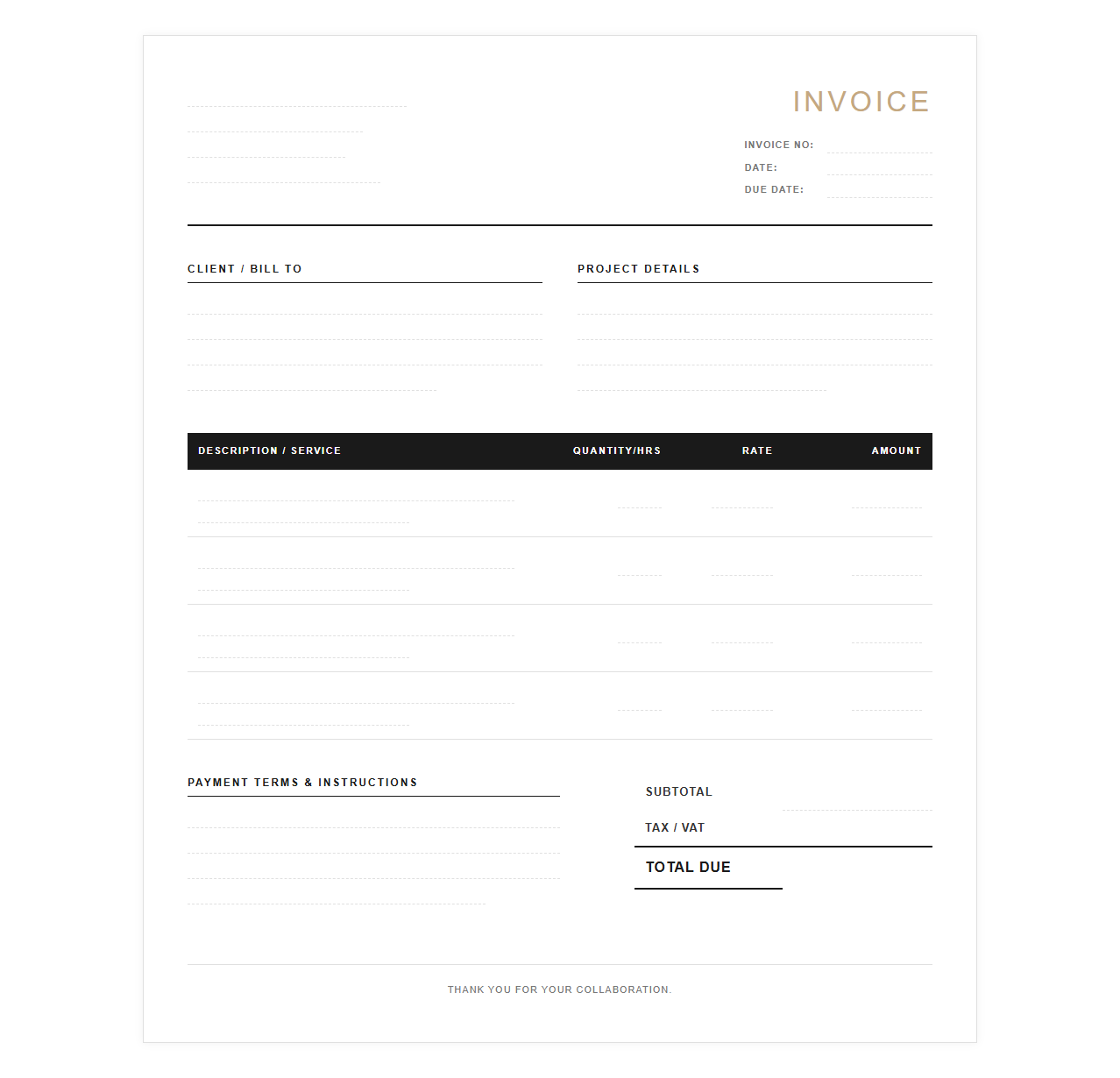 Cinematic Video Project Invoice Template
