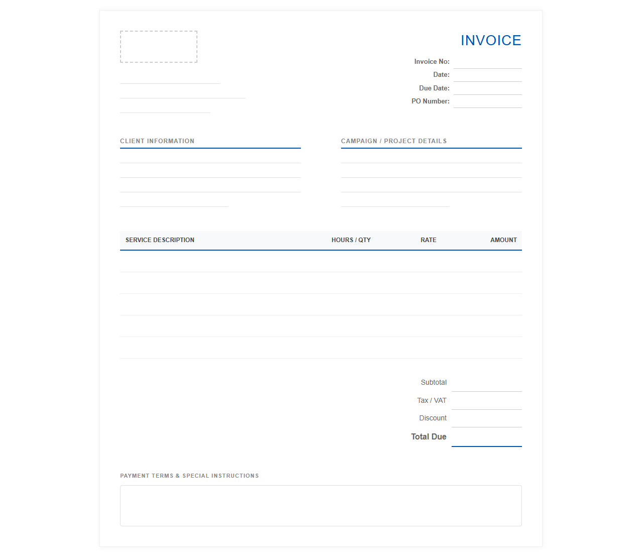 Digital Marketing Services Invoice Template