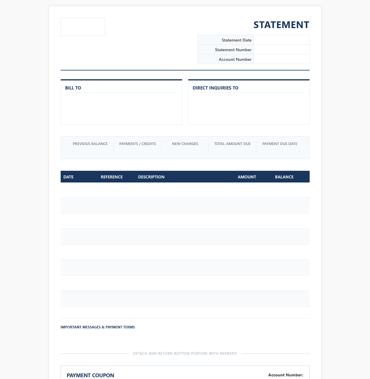 Electronic Billing Statement Template