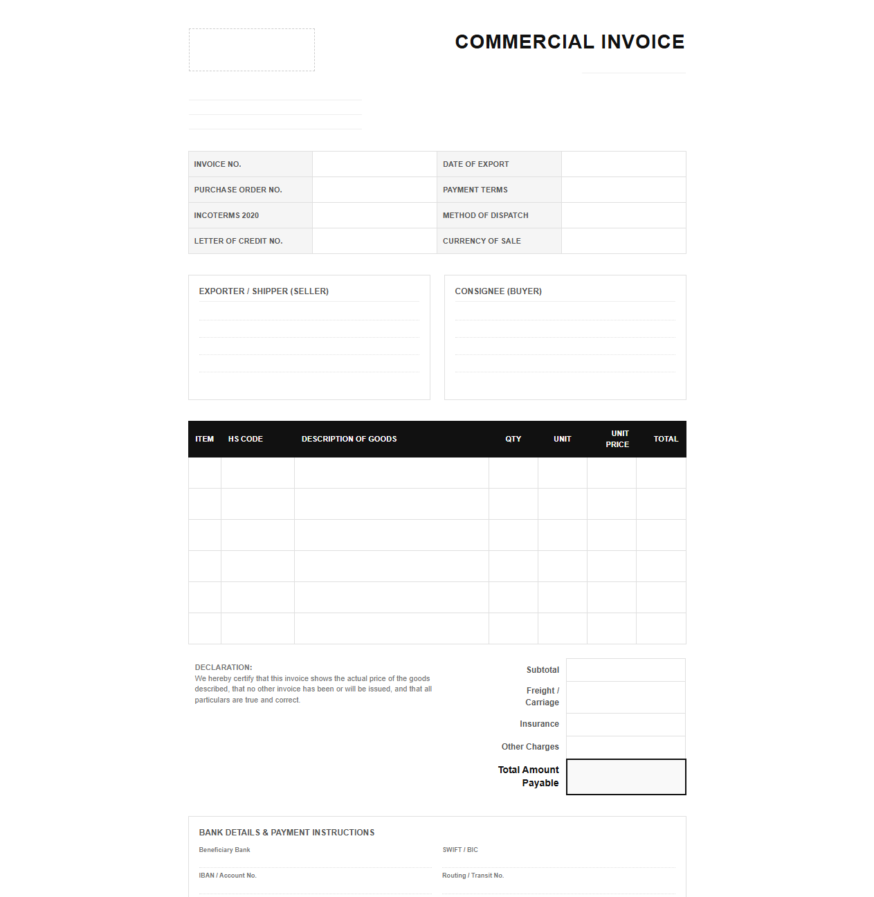 Enterprise Commercial Transaction Invoice