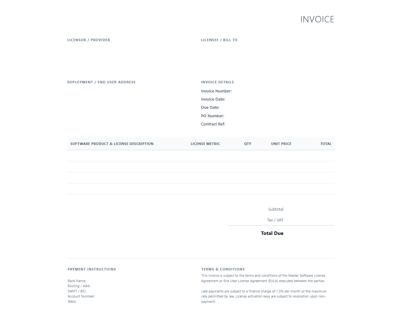 Enterprise Software Licensing Invoice