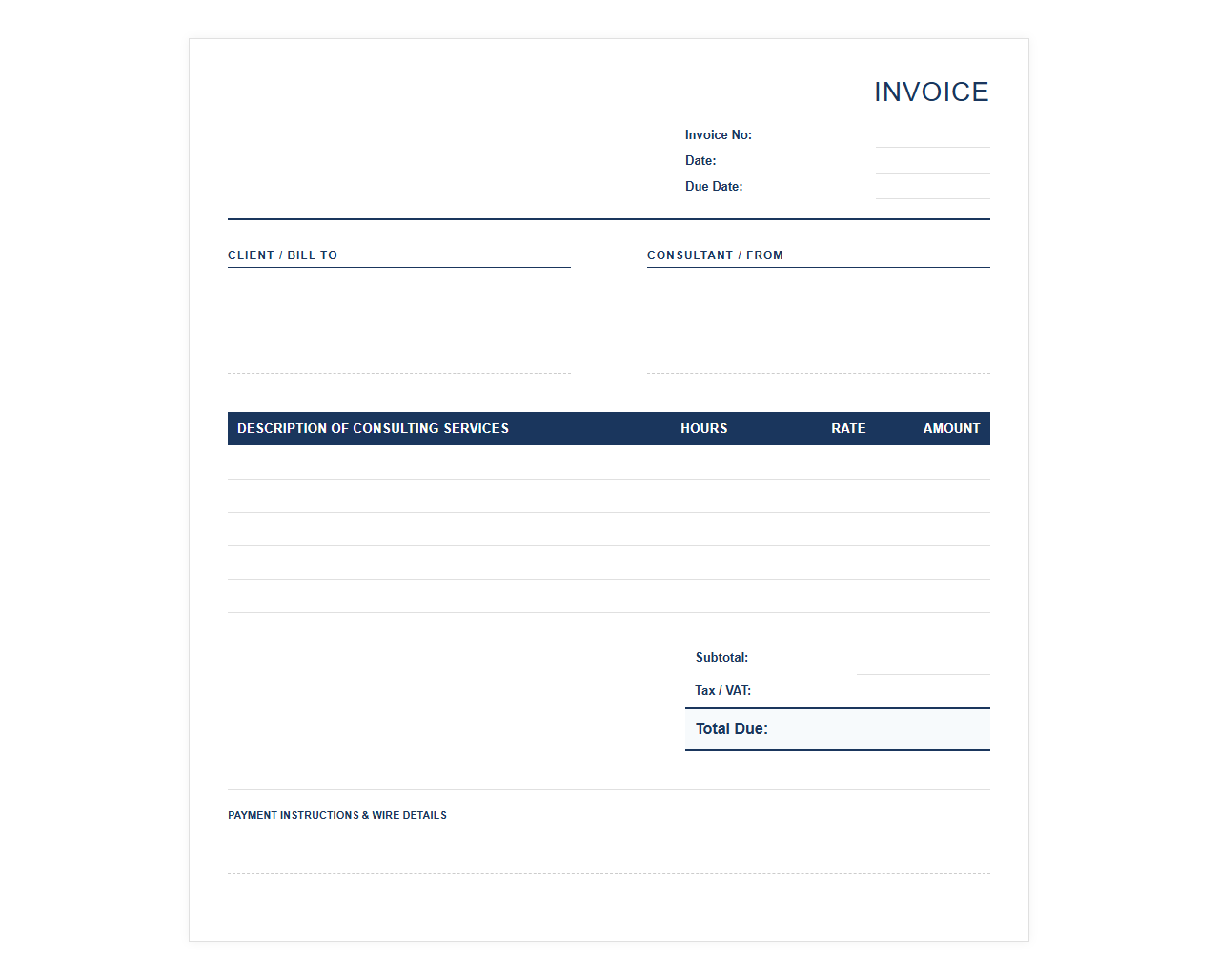 Financial Consulting Services Invoice Template