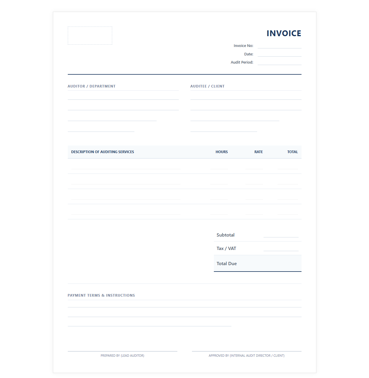Internal Auditing Services Invoice Template
