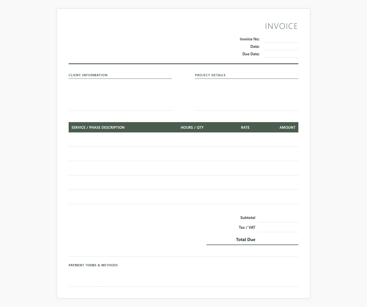 Landscape Architect Services Invoice Template