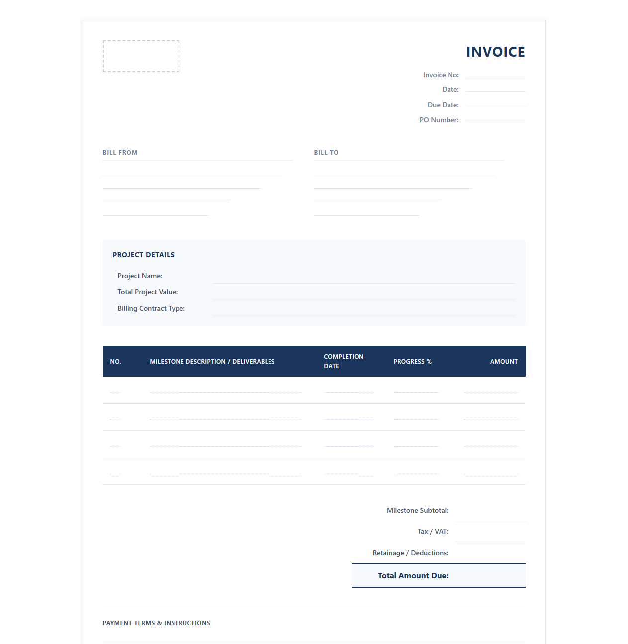 Milestone-Based Project Billing Template