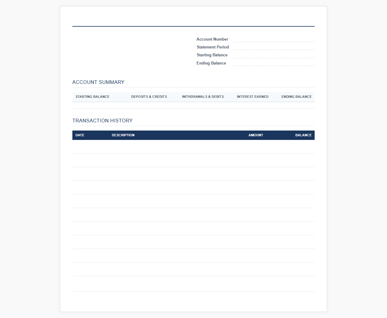 Personal Savings Statement Template
