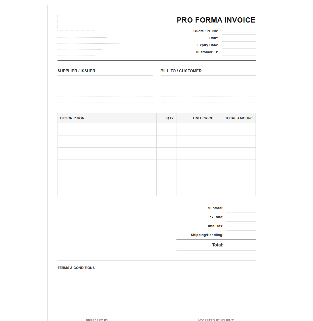 Preliminary Billing and Quotation Template