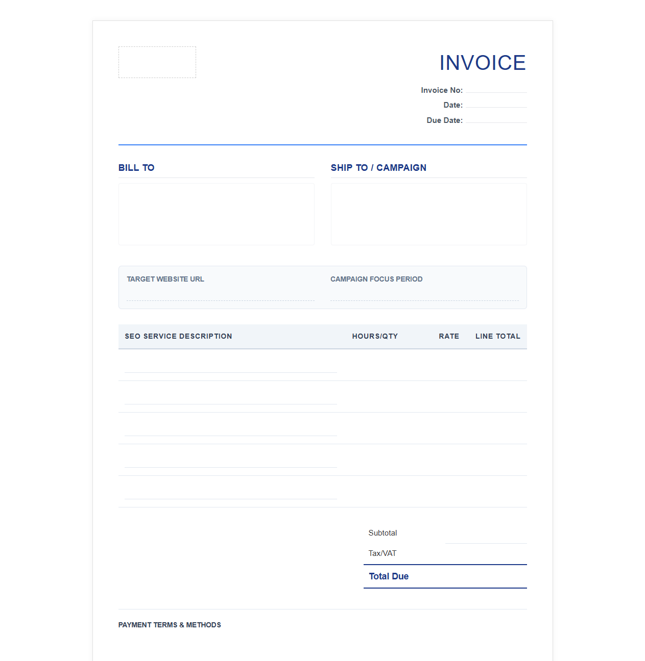 Professional SEO Services Invoice