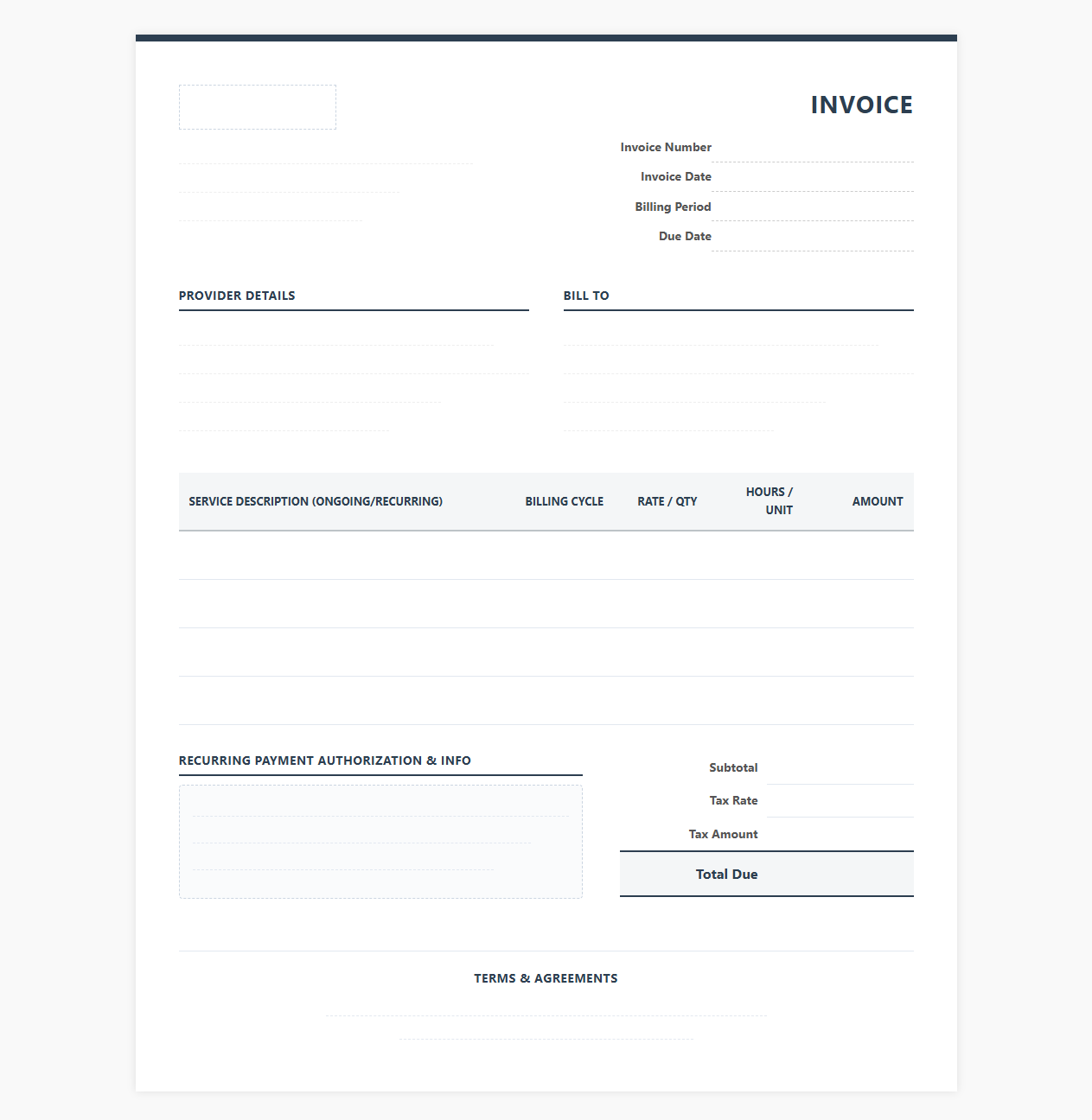 Recurring Professional Services Invoice Template