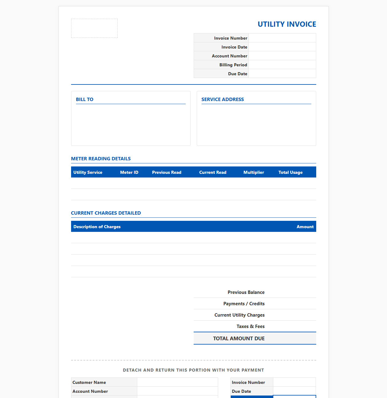 Recurring Utility Invoice Template
