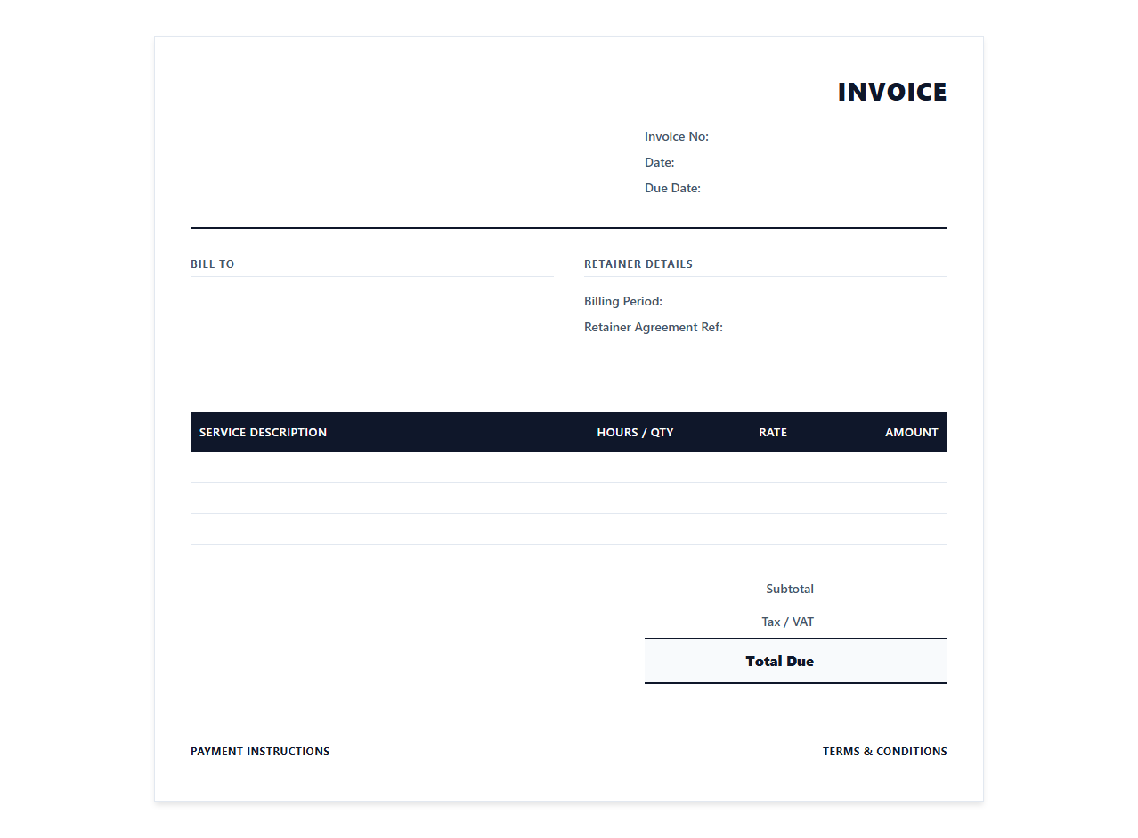 Retainer Based Management Consulting Invoice Template