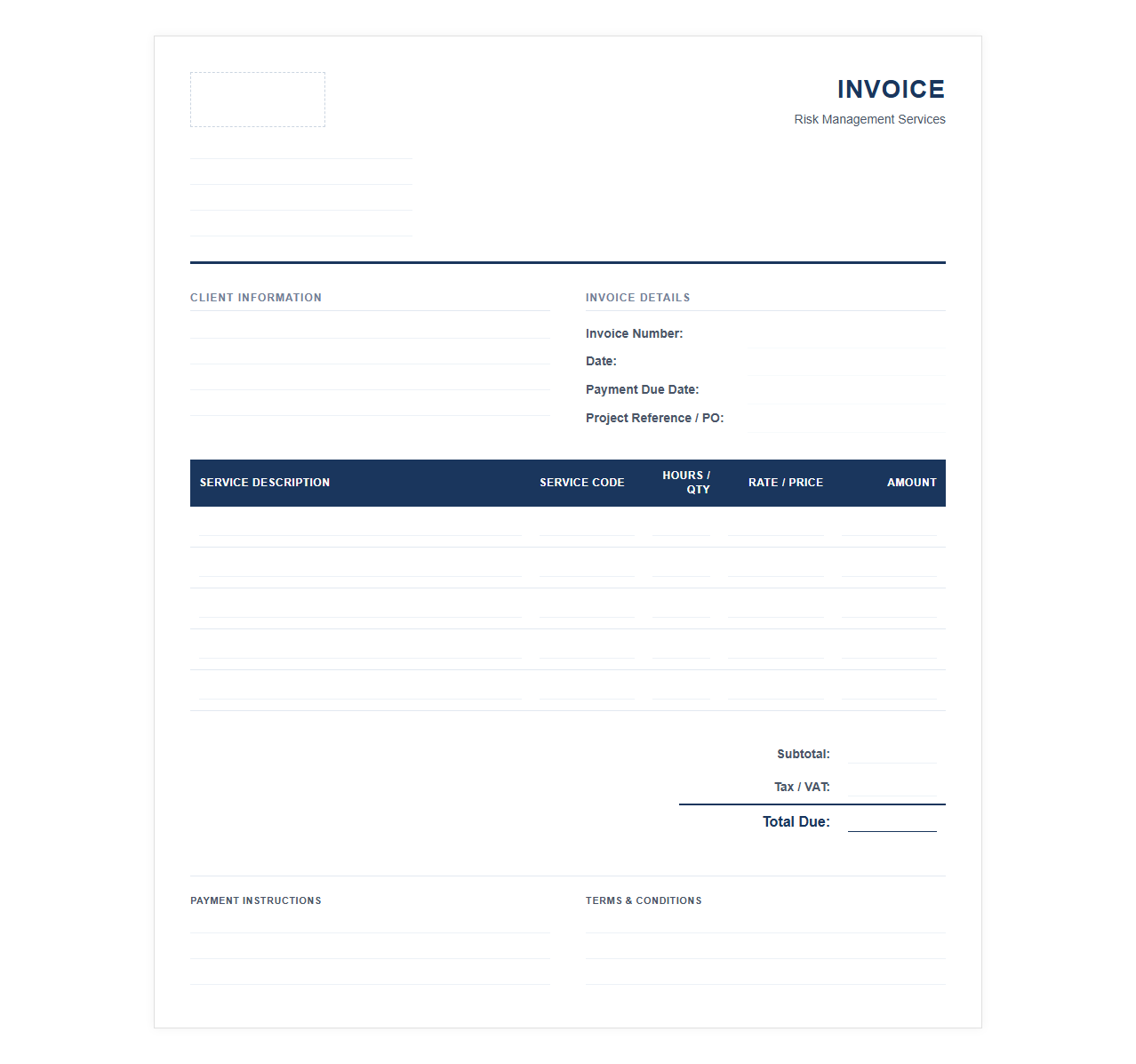 Risk Consulting Services Invoice Template