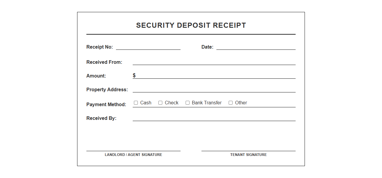 Security Deposit Payment Receipt Template