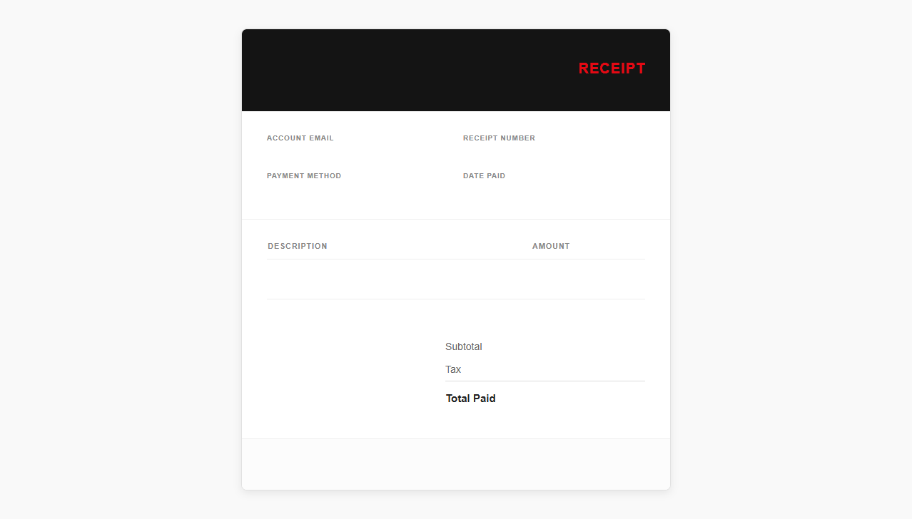 Streaming Service Subscription Payment Receipt