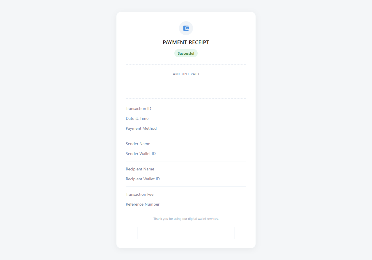 Virtual Wallet Payment Proof Template