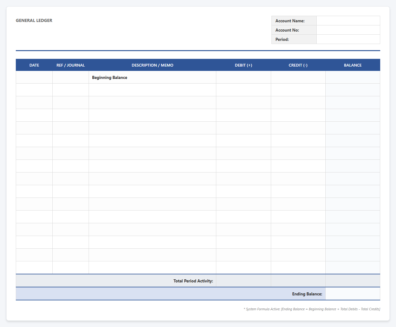Automated General Ledger Excel Sheet