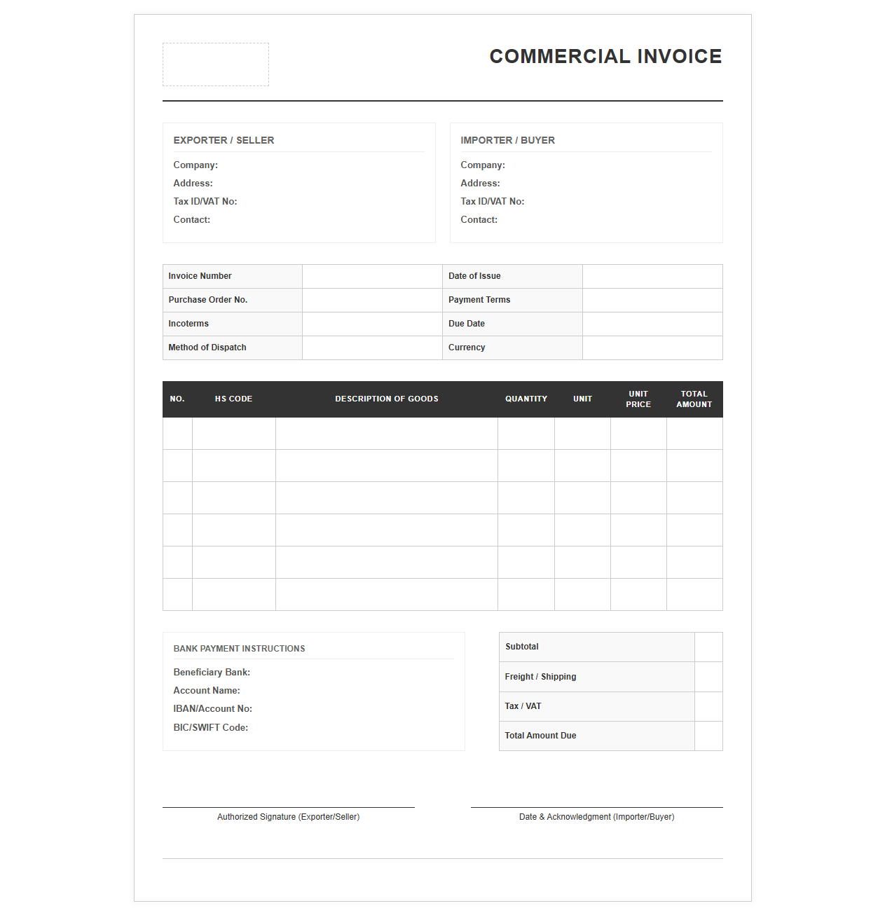 B2B Commercial Sales Invoice Template