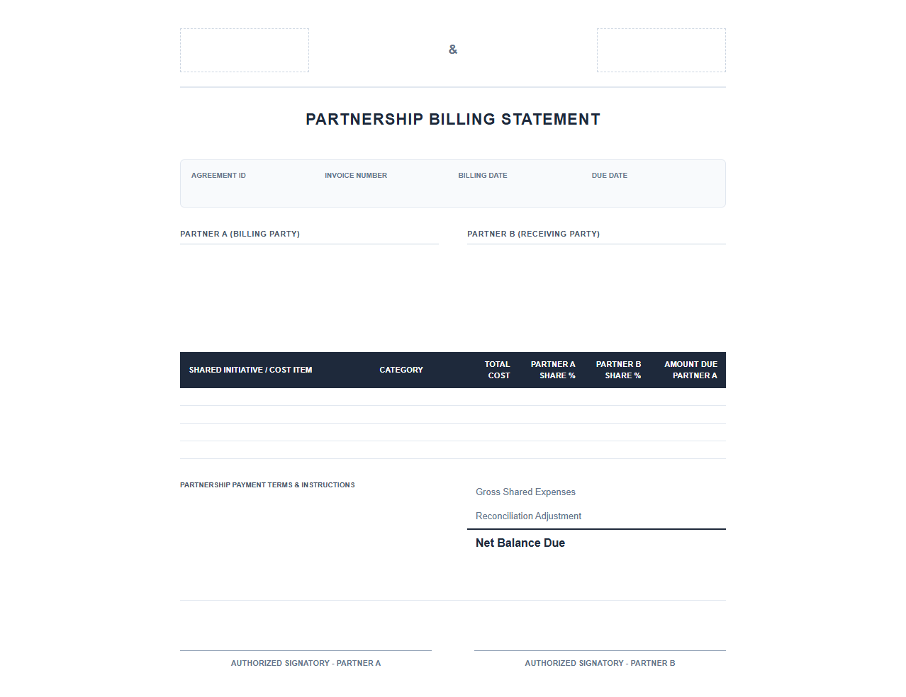 Co-Branded Commercial Partnership Billing Statement