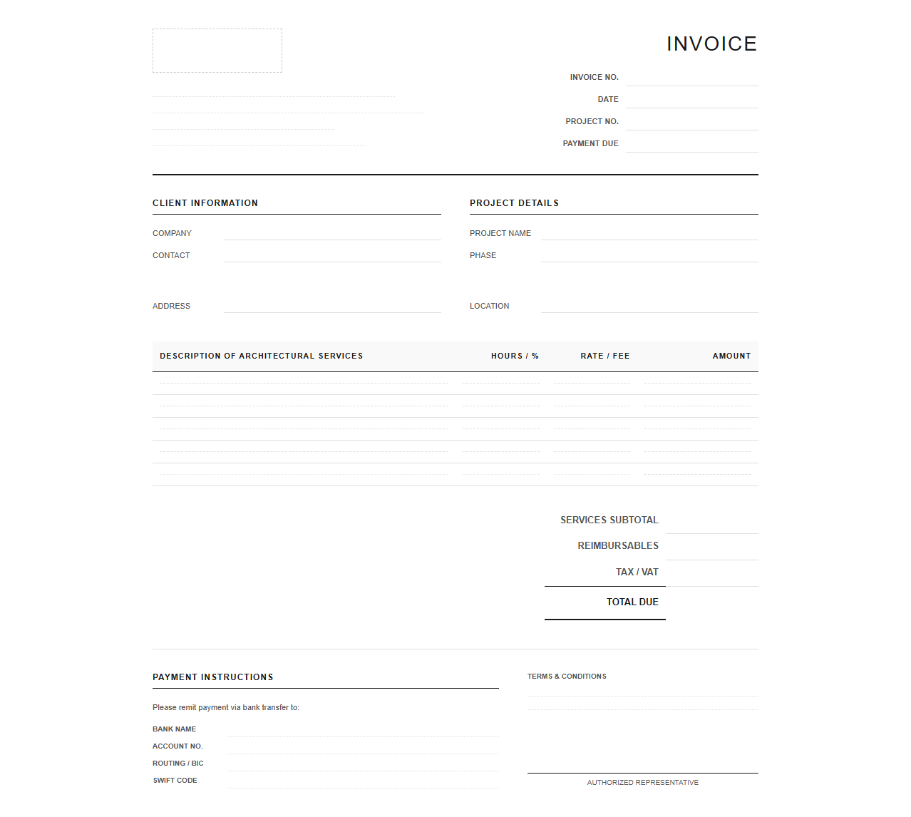 Commercial Architectural Services Invoice Format