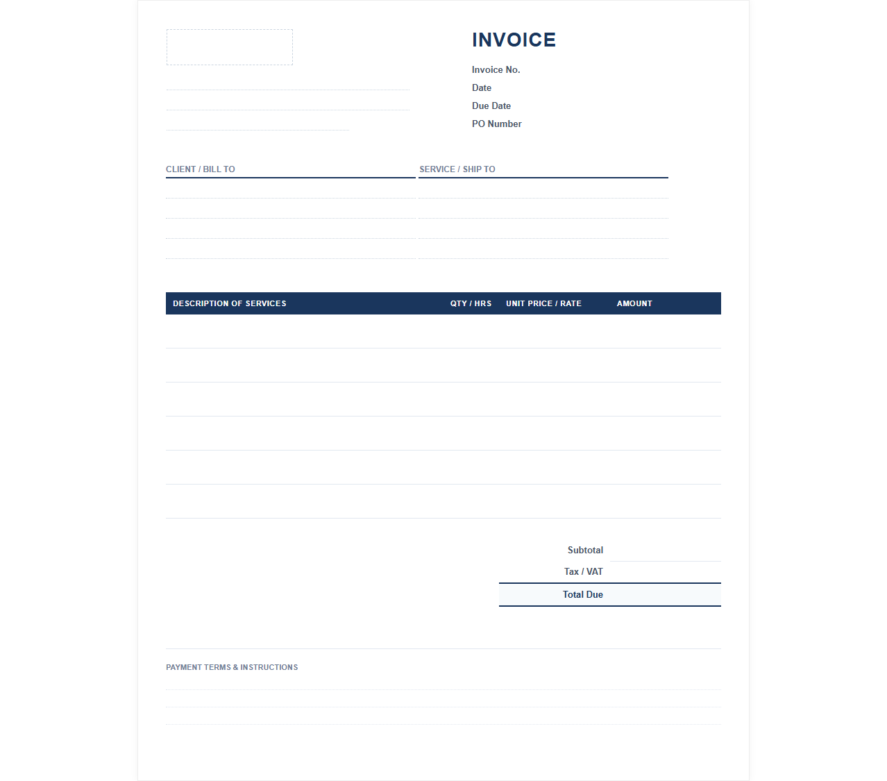 Commercial Business Services Invoice Template