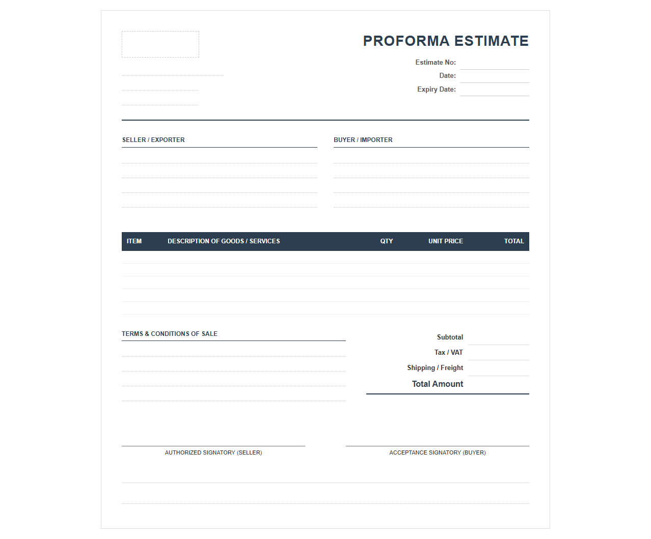Commercial Proforma Estimate Template