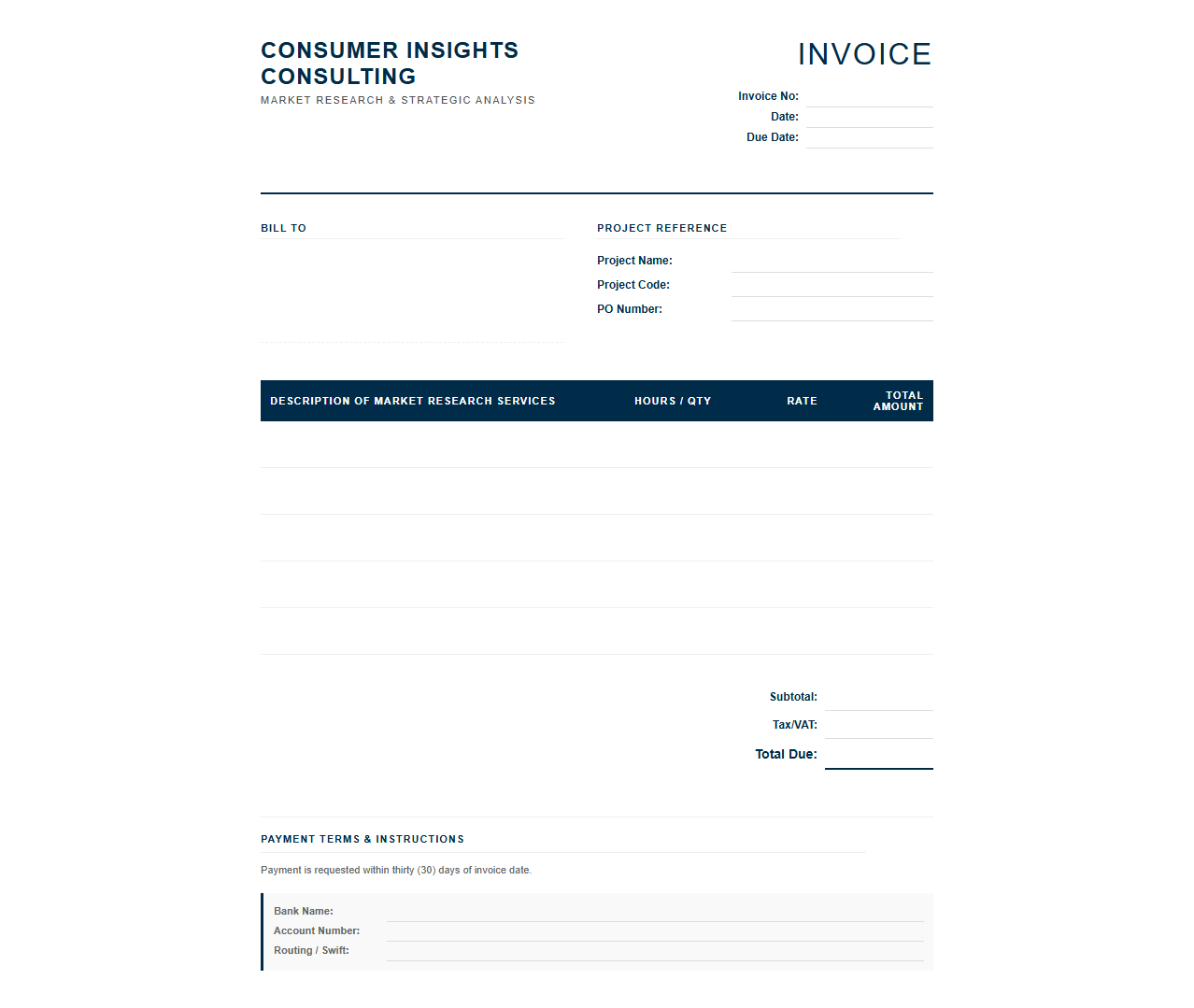 Consumer Insights Consulting Invoice Template