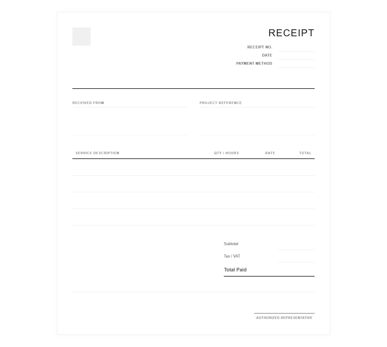 Creative Agency Service Receipt Template