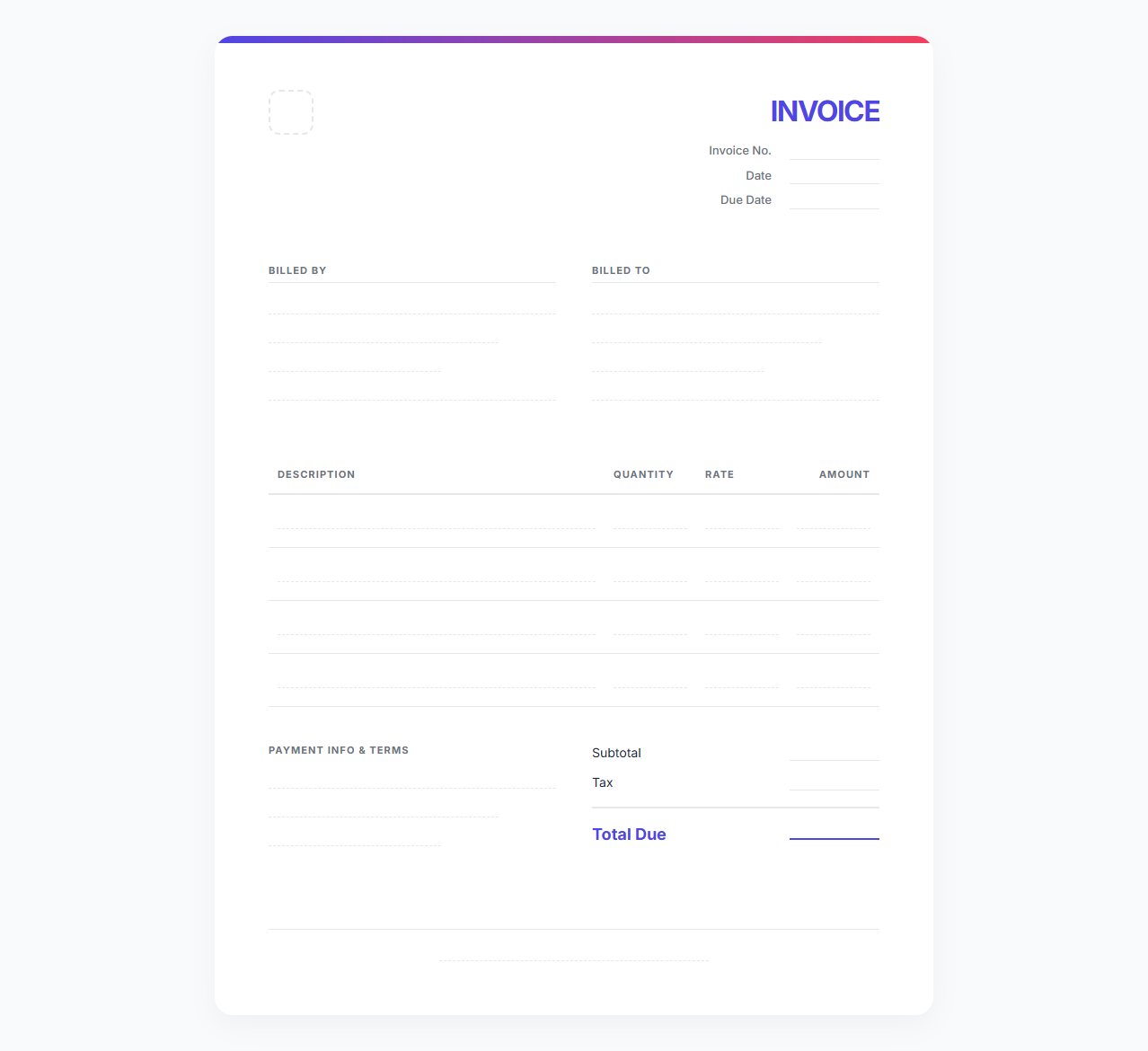 Creative Freelancer Service Invoice Template
