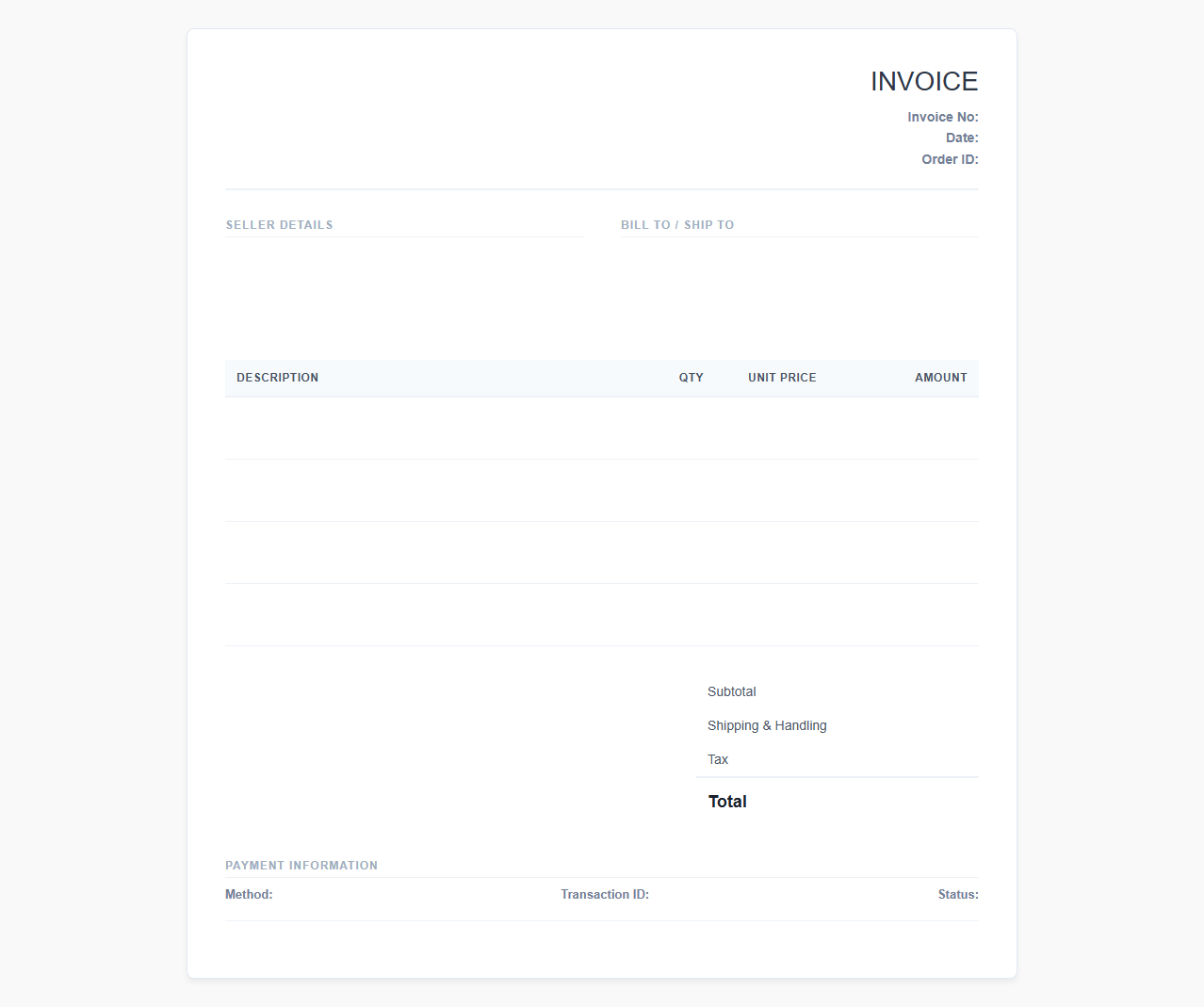 Direct-to-Consumer Sales Invoice Template