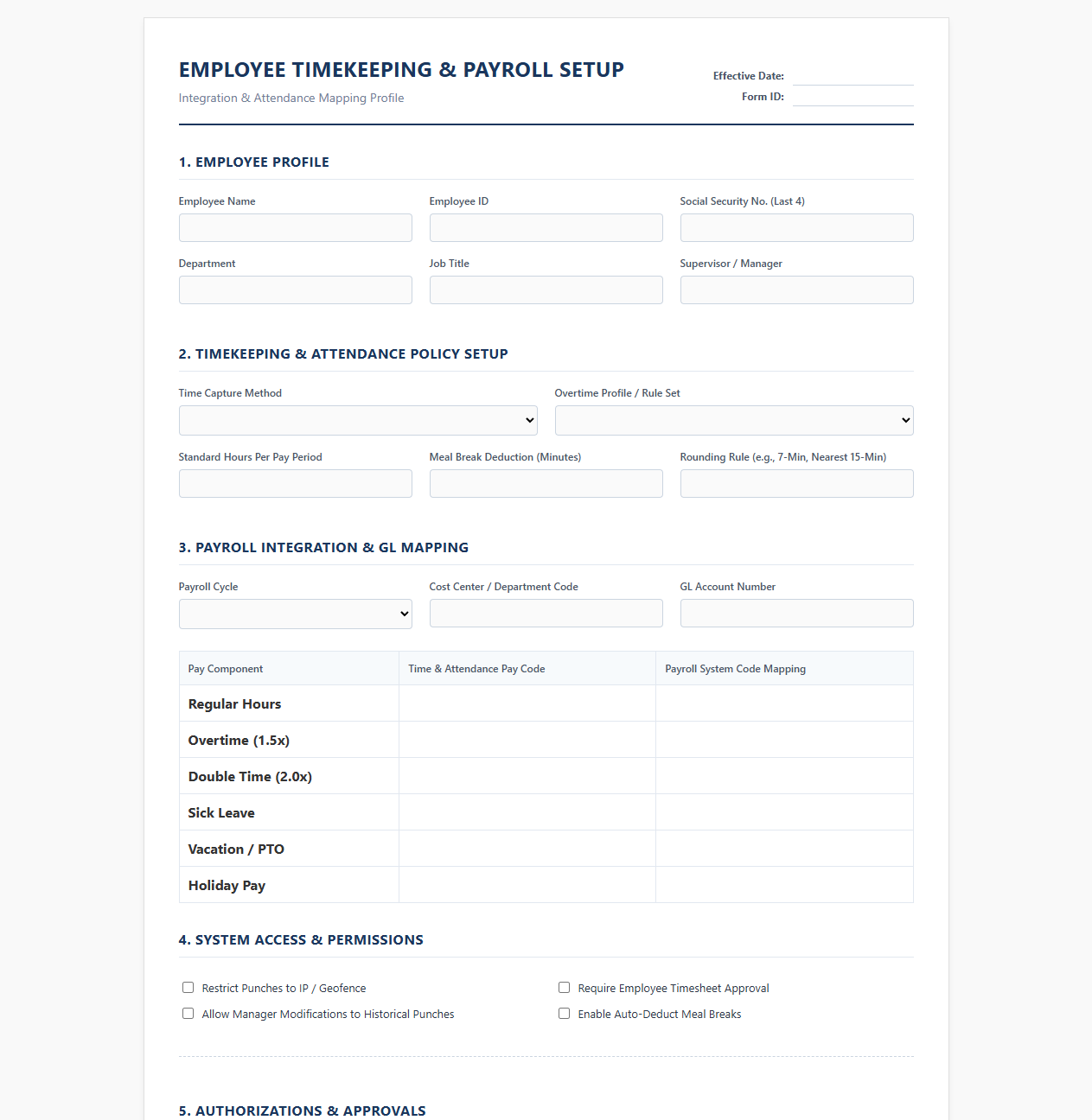 Employee Timekeeping and Payroll Integration Setup