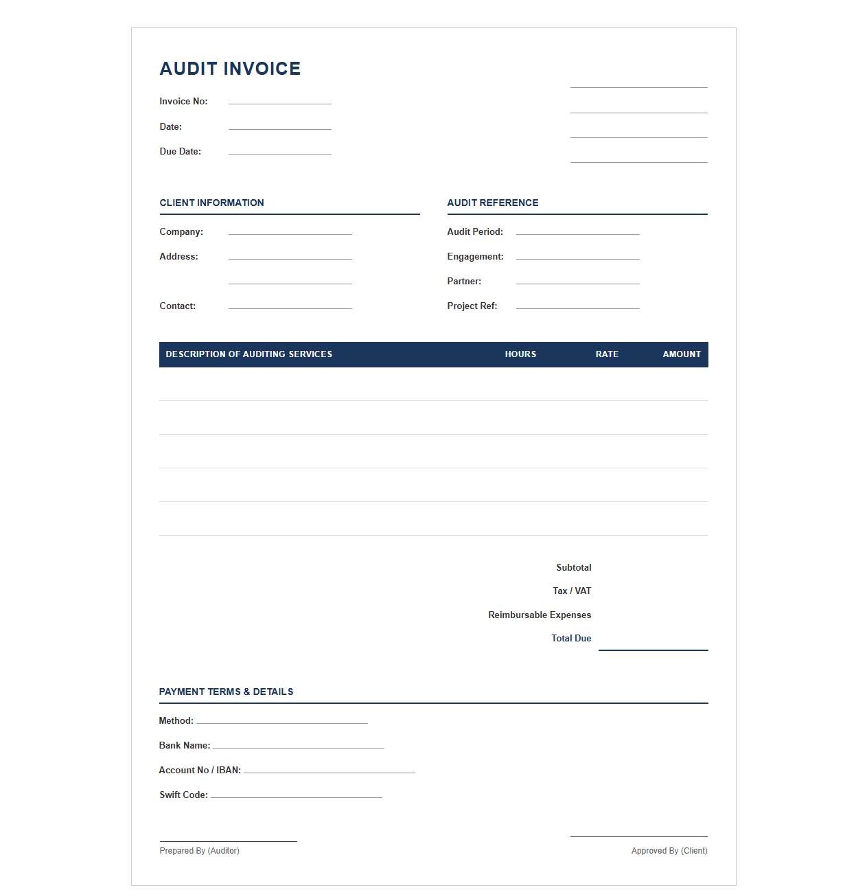 Financial Audit Invoice Form