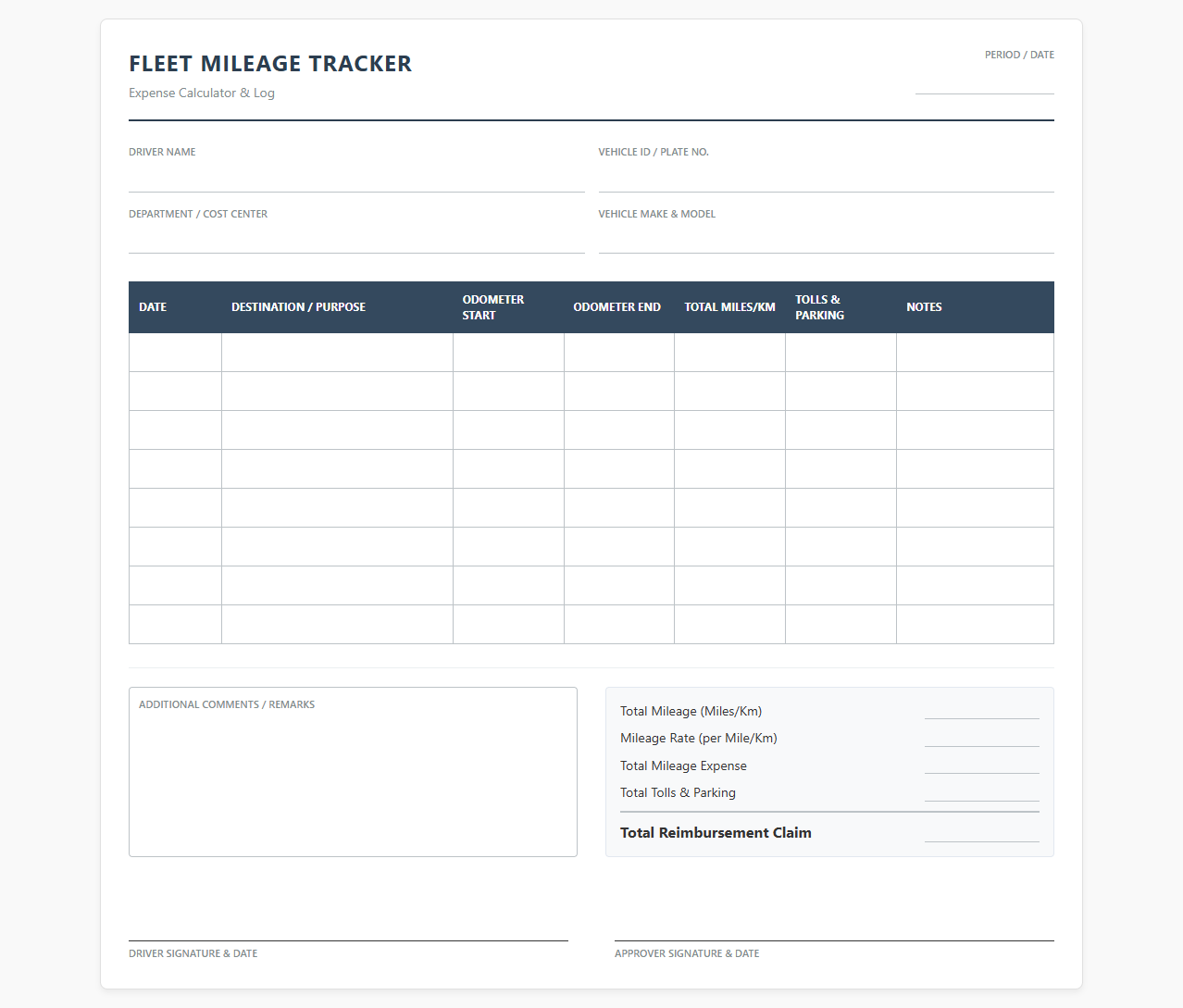 Fleet Mileage Tracker and Expense Calculator