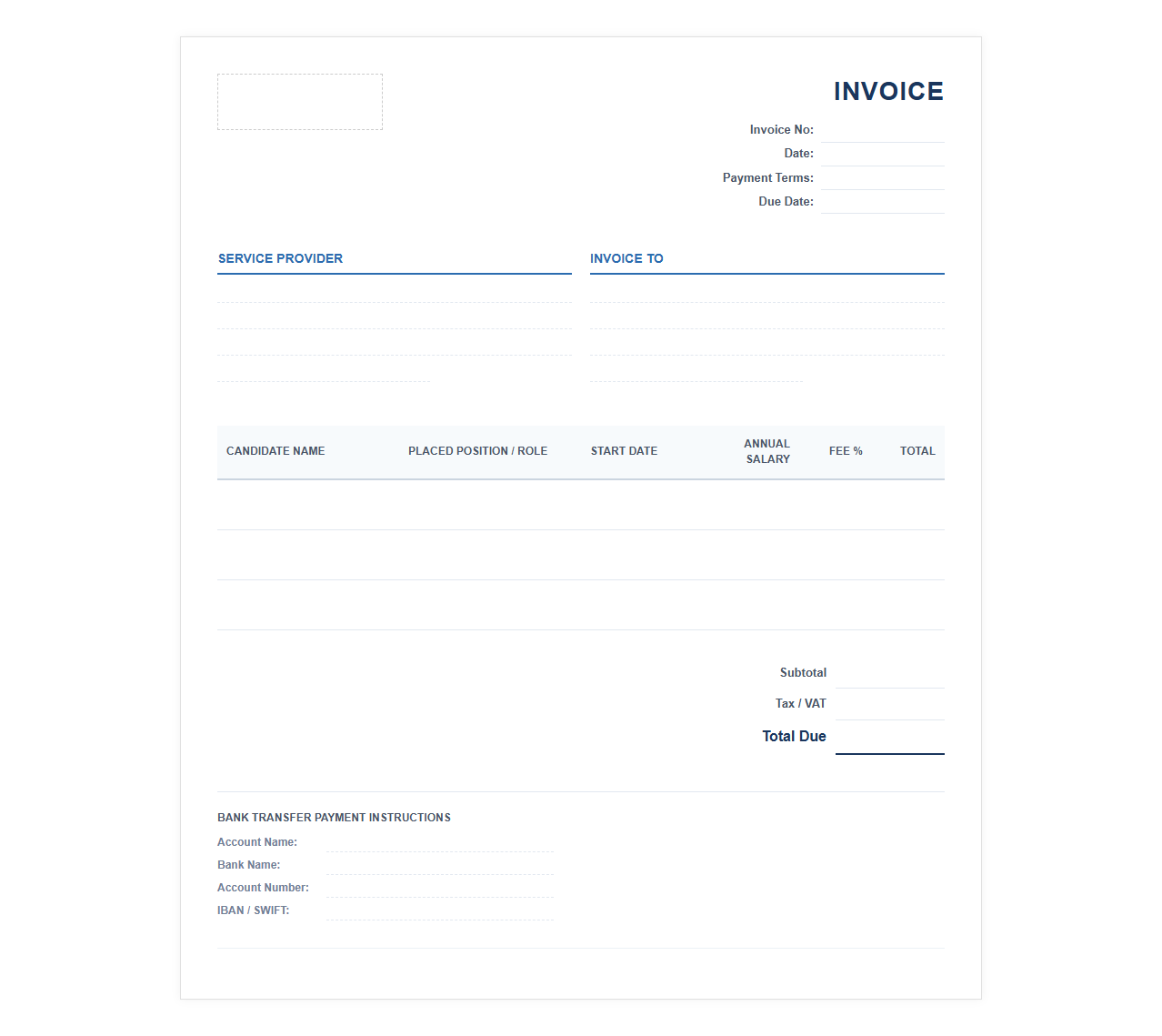 Headhunter Service Fee Invoice Template