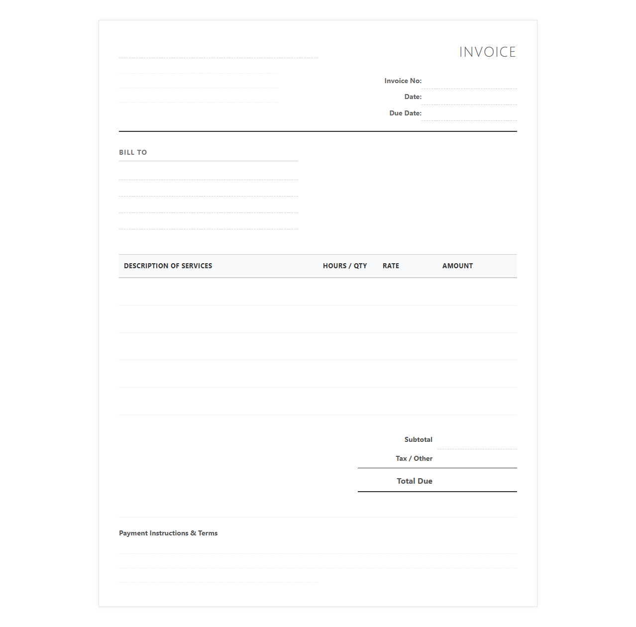 Independent Contractor Service Invoice Template