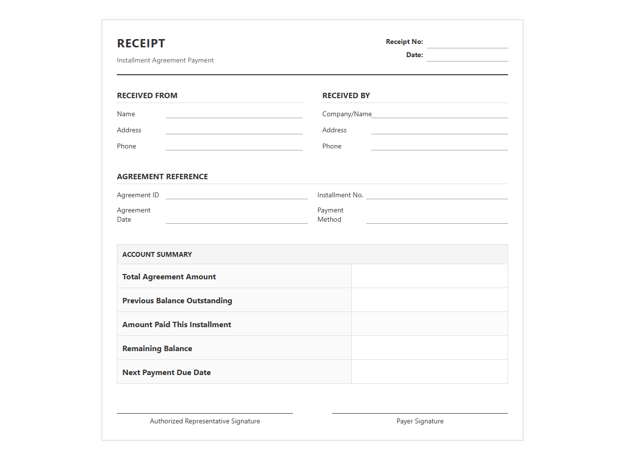 Installment Agreement Payment Receipt
