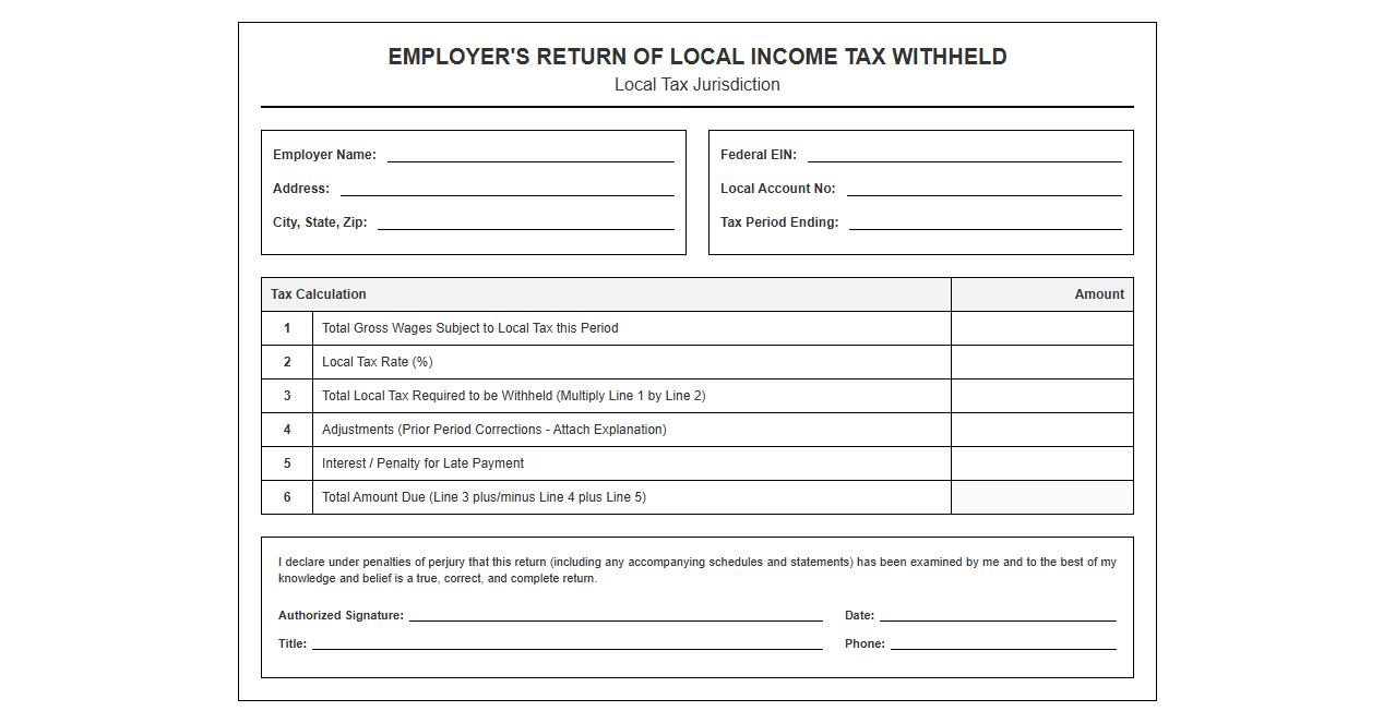 Local Income Tax Withholding Reporting Template