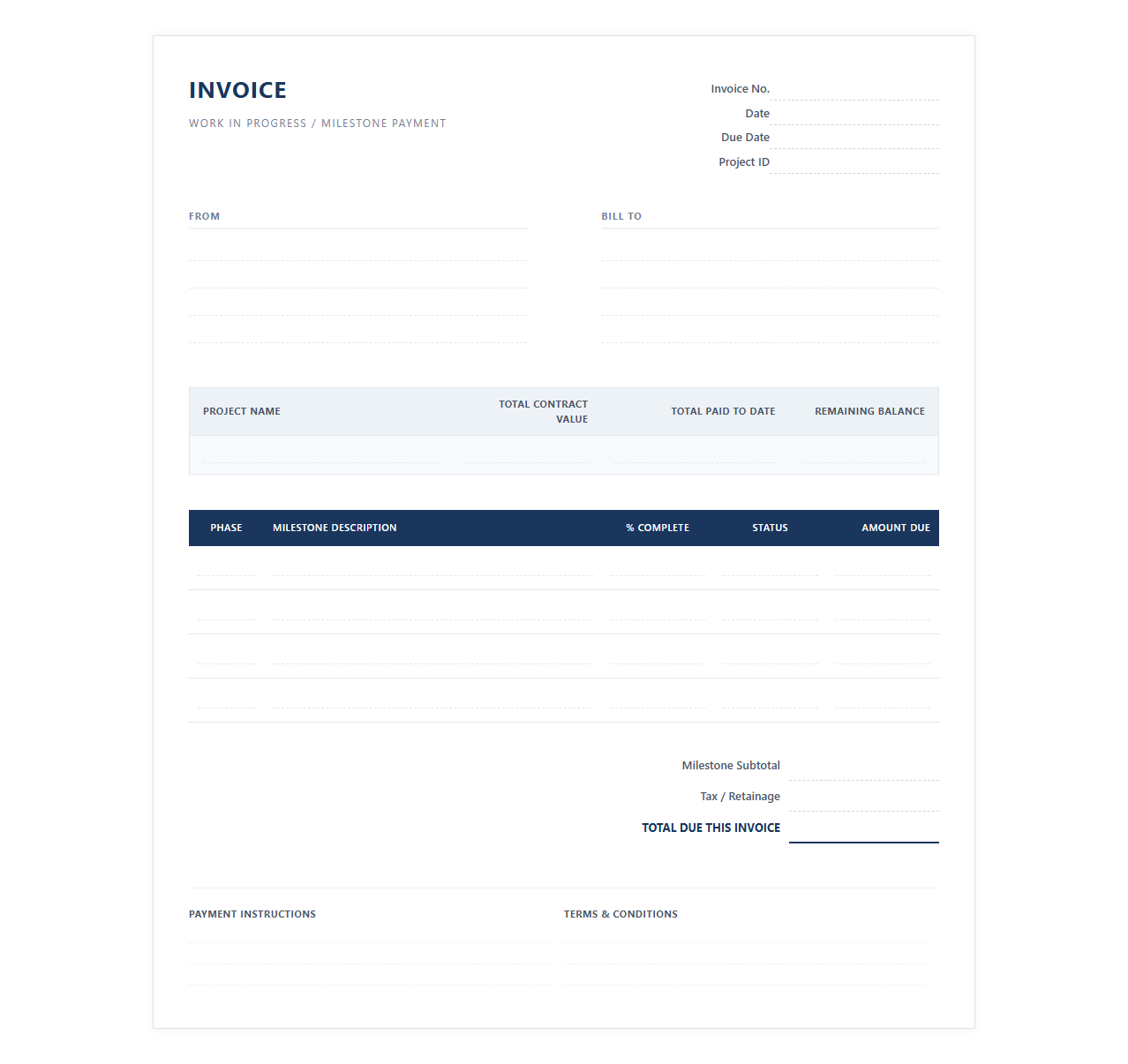 Milestone Invoice Template for Ongoing Work