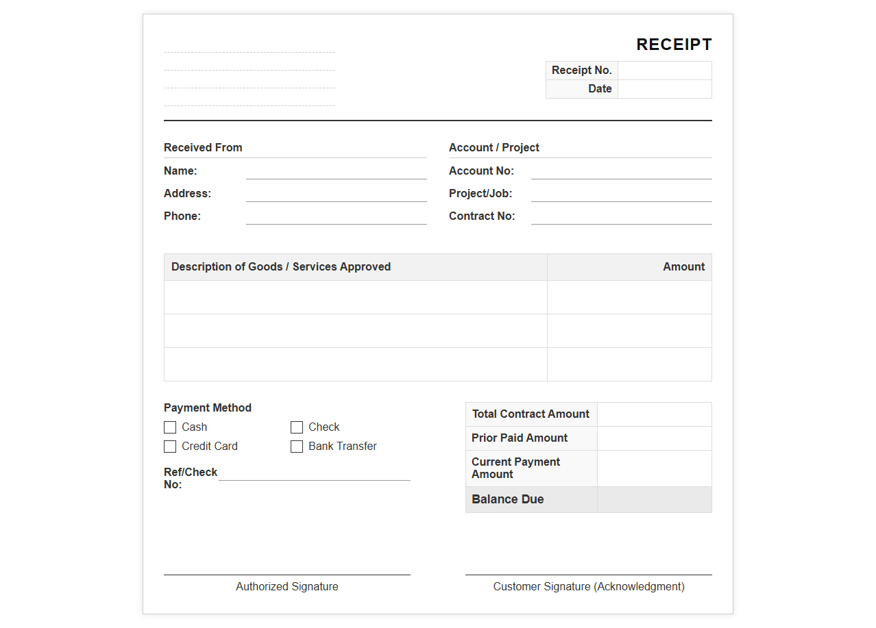 Part Payment and Balance Due Receipt