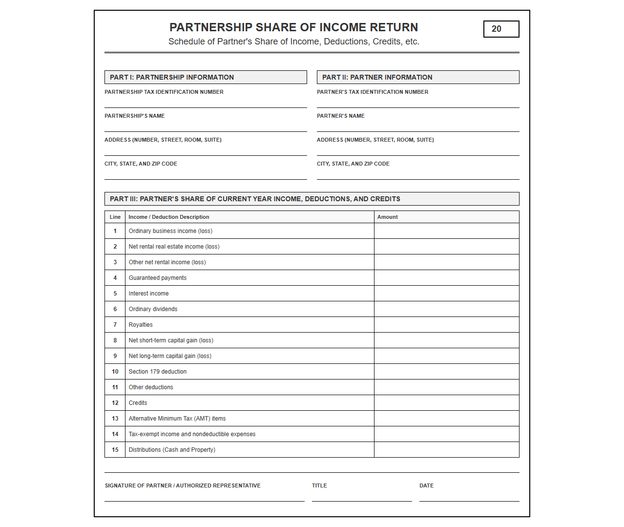 Partnership Share of Income Return Form