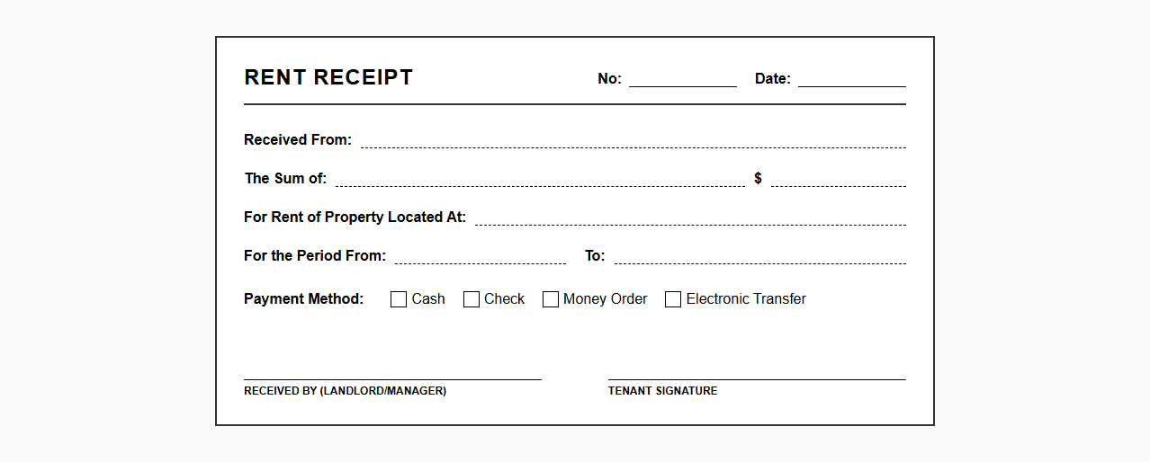 Simple Cash Rent Receipt Form
