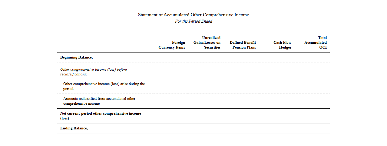 Statement of Accumulated Other Comprehensive Income Template