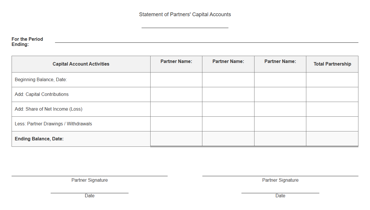 Statement of Partners Capital Accounts Form