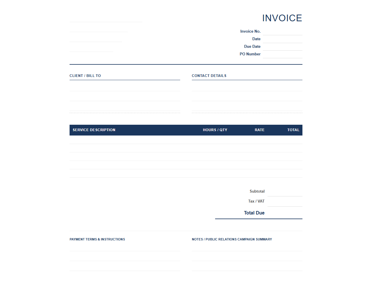 Strategic Communications Services Invoice