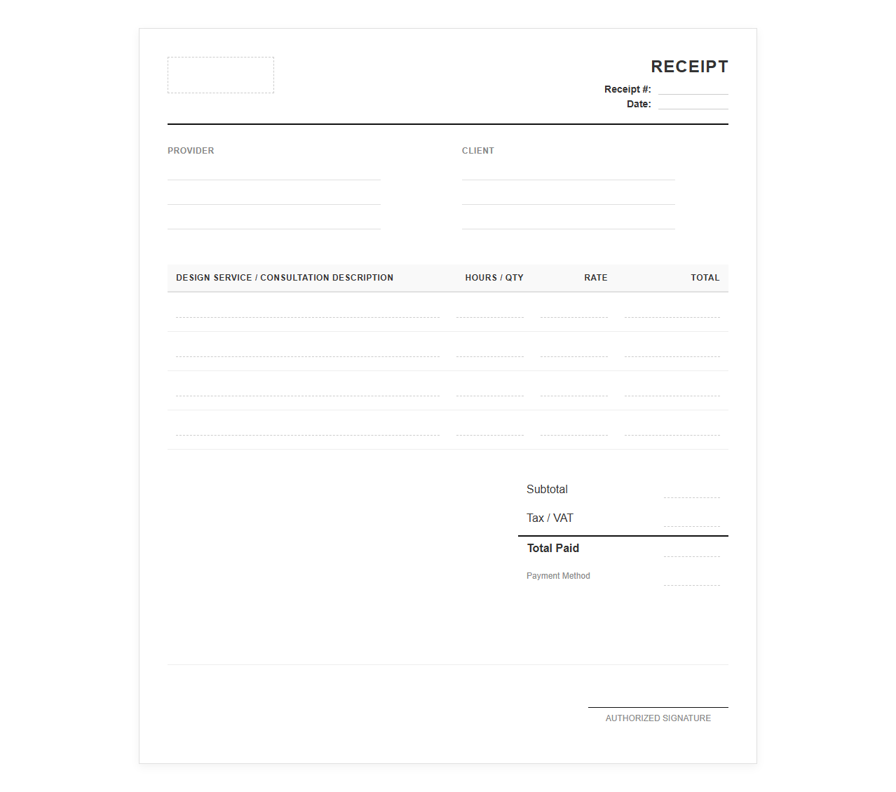 UI UX Design Consultation Receipt Template