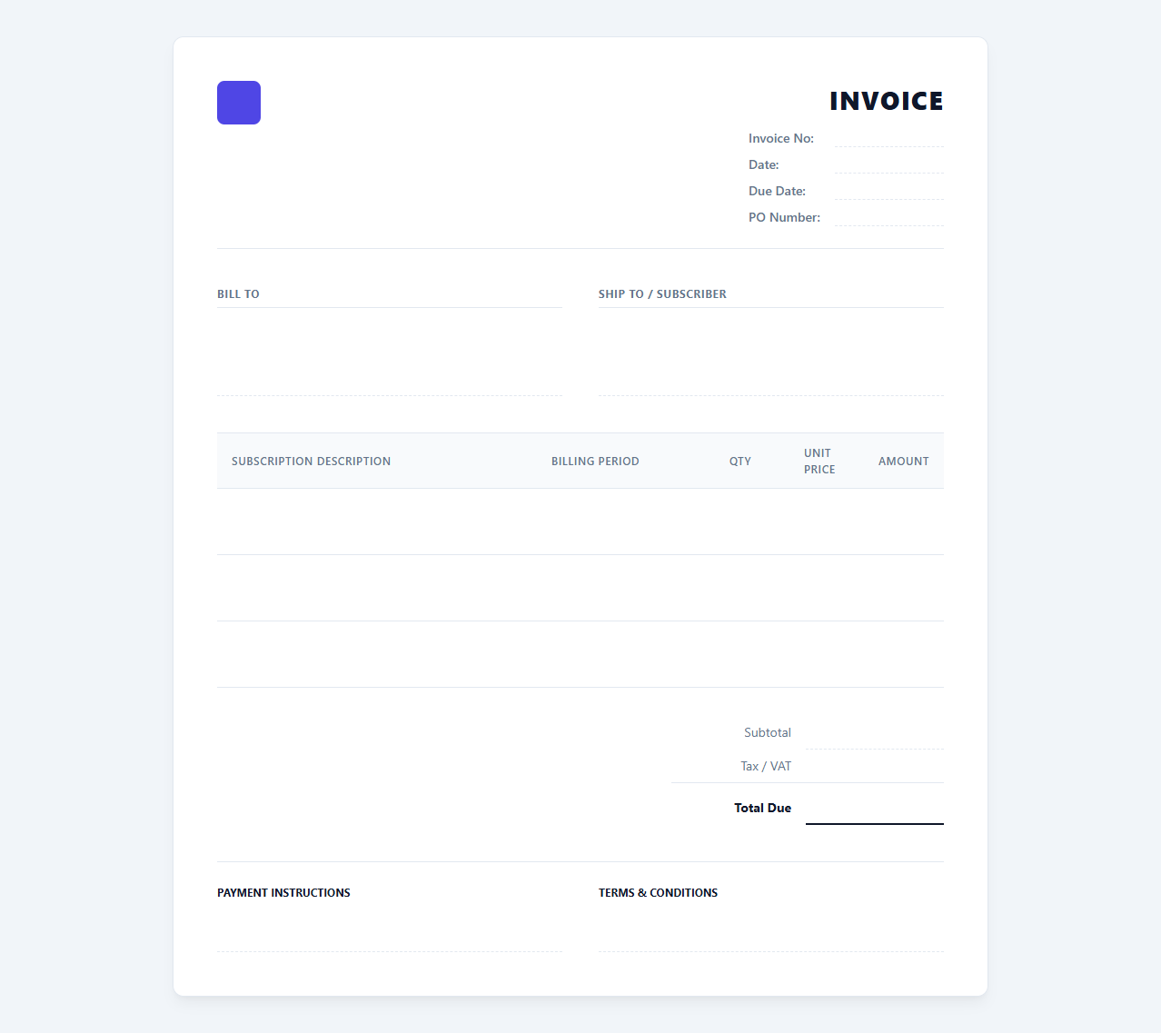 Annual SaaS License Renewal Invoice