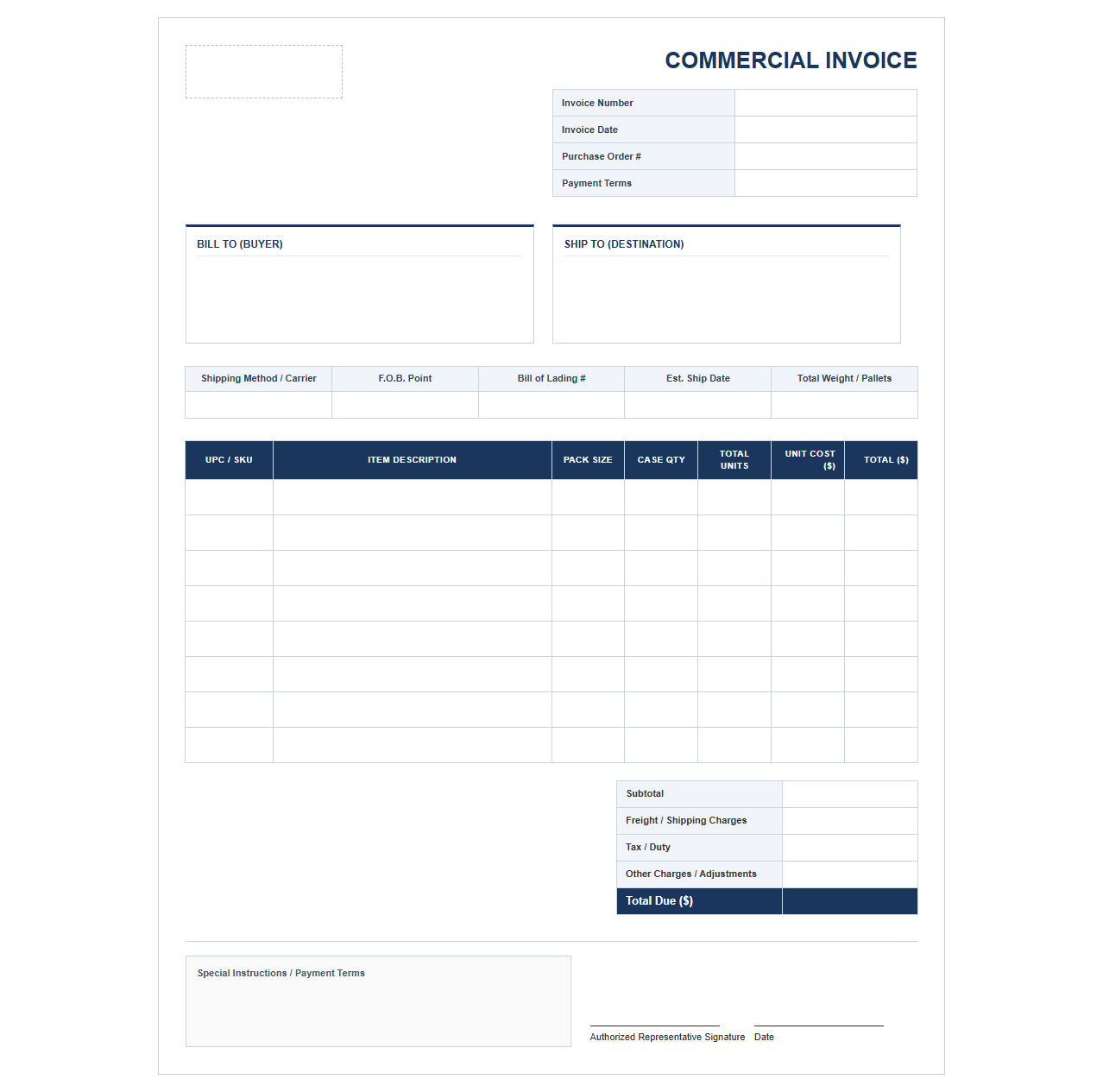 Bulk Retail Merchant Invoice Template