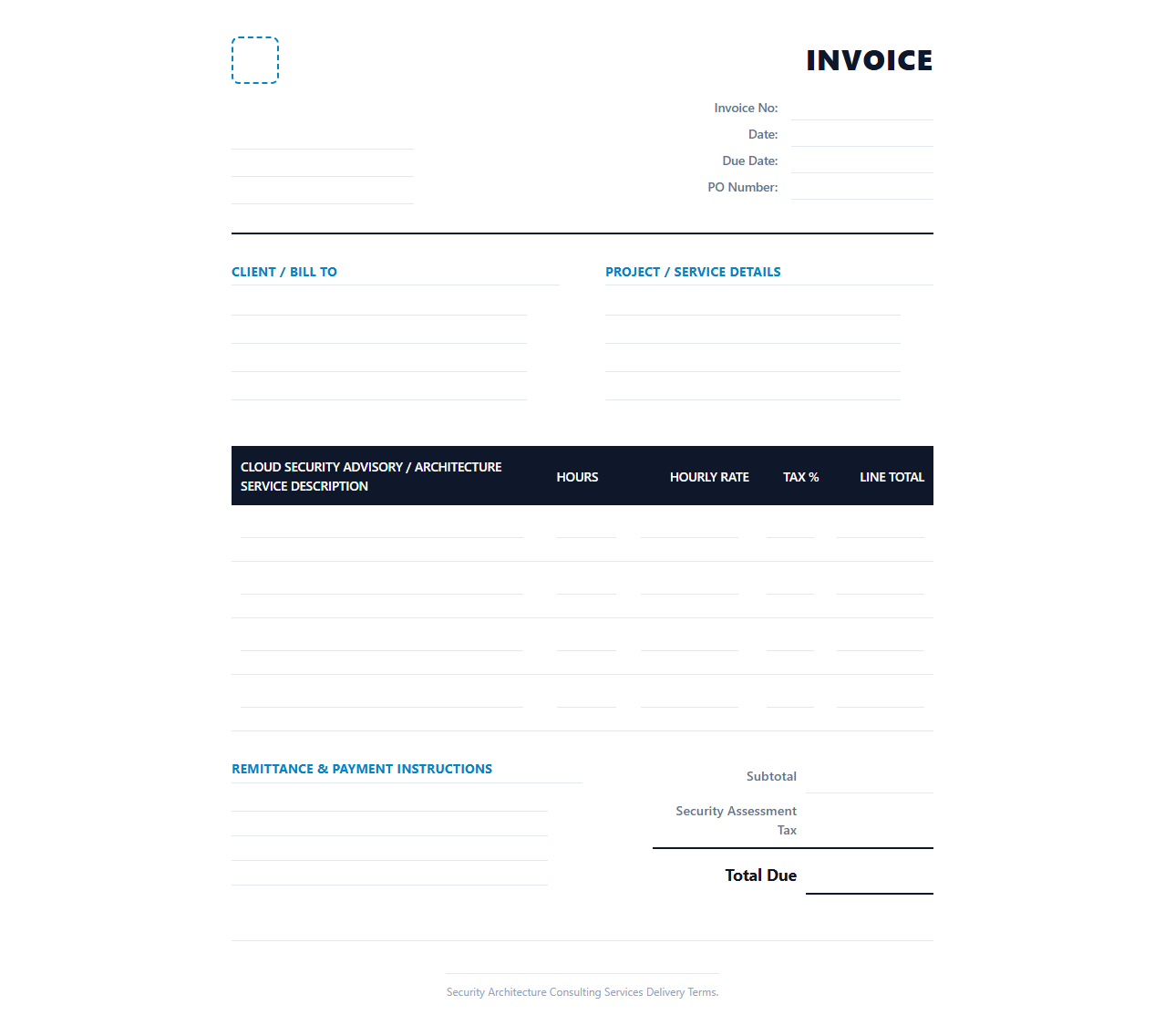 Cloud Security Architecture Consulting Invoice Template